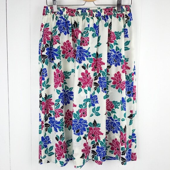 Vintage 1980s Floral Bloom Lightweight Skirt Medium Inner Visions Ship'n Shore - Picture 3 of 11